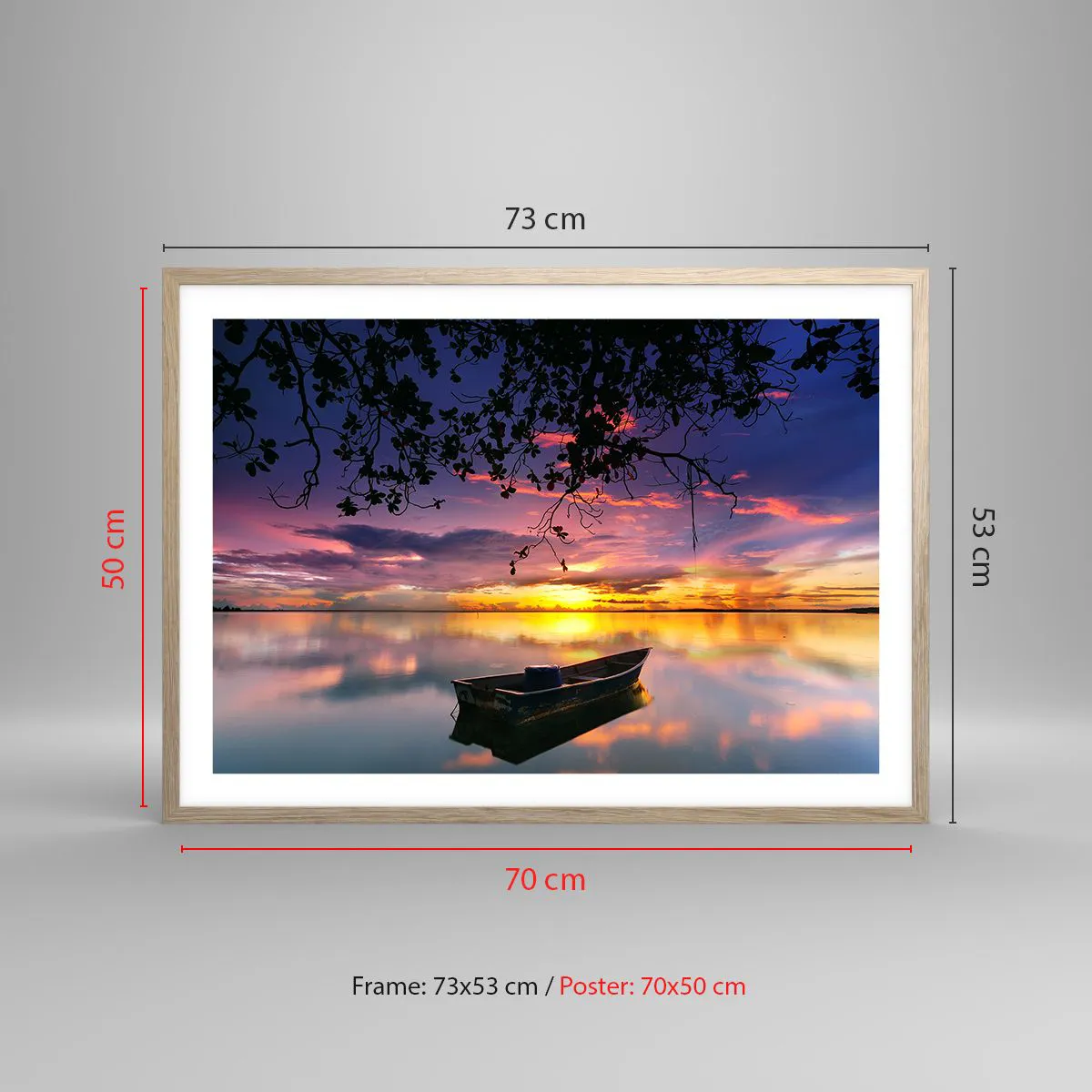 Poster in einem Rahmen aus heller Eiche - Du scheinst mitten am Himmel zu hängen... - 70x50 cm