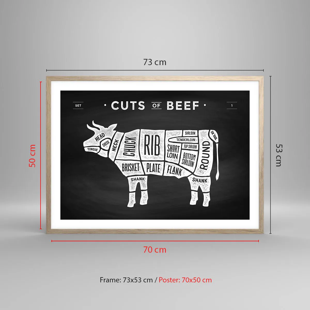 Poster in einem Rahmen aus heller Eiche - Metzger Grundierung - 70x50 cm