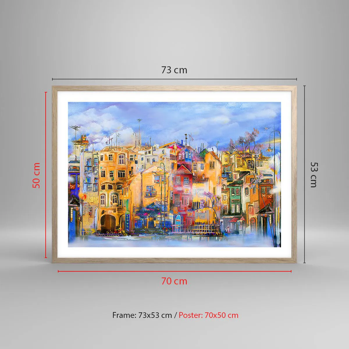 Poster in einem Rahmen aus heller Eiche - Wir sind zusammen - 70x50 cm