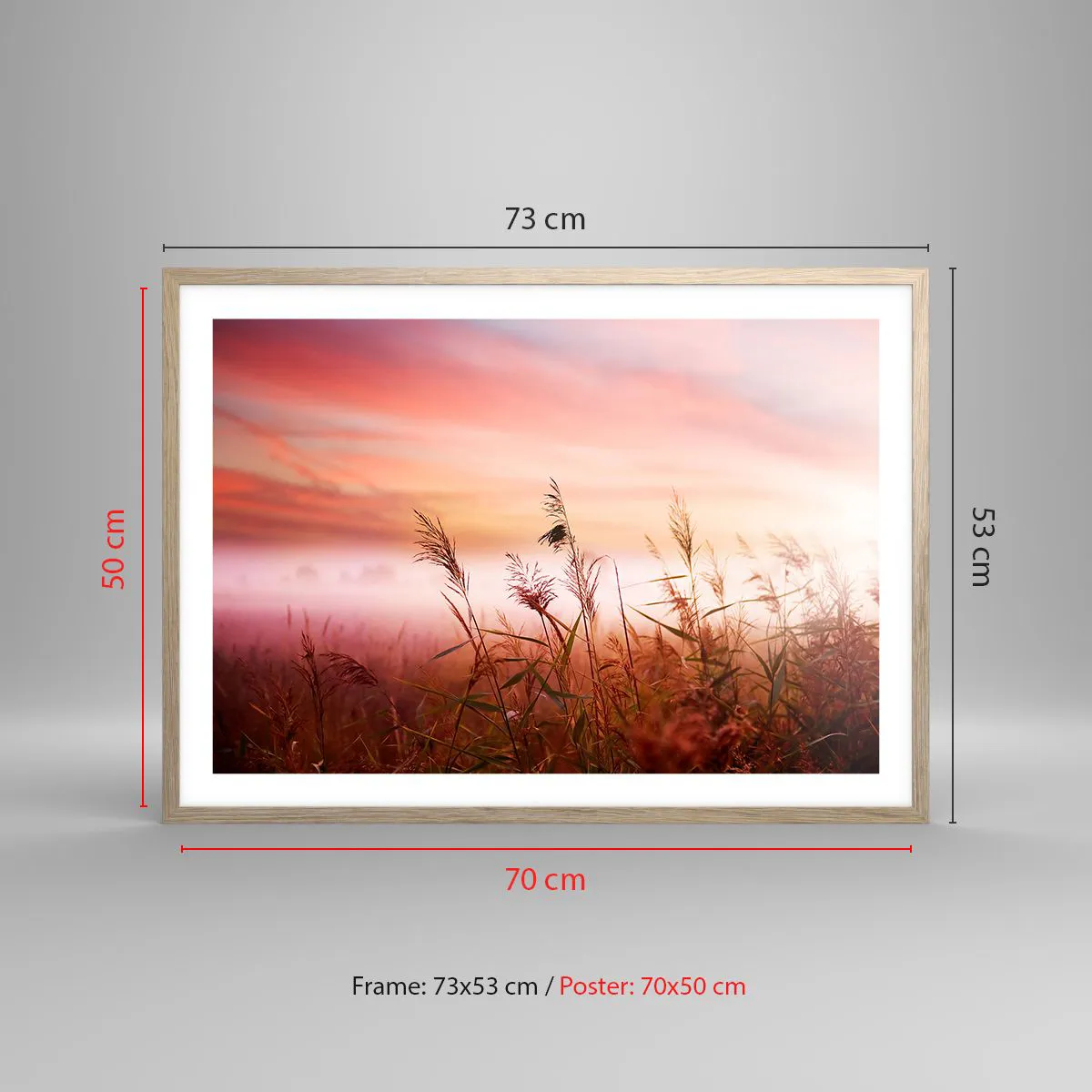 Poster in light oak frame - Blowing in the Wind - 70x50 cm