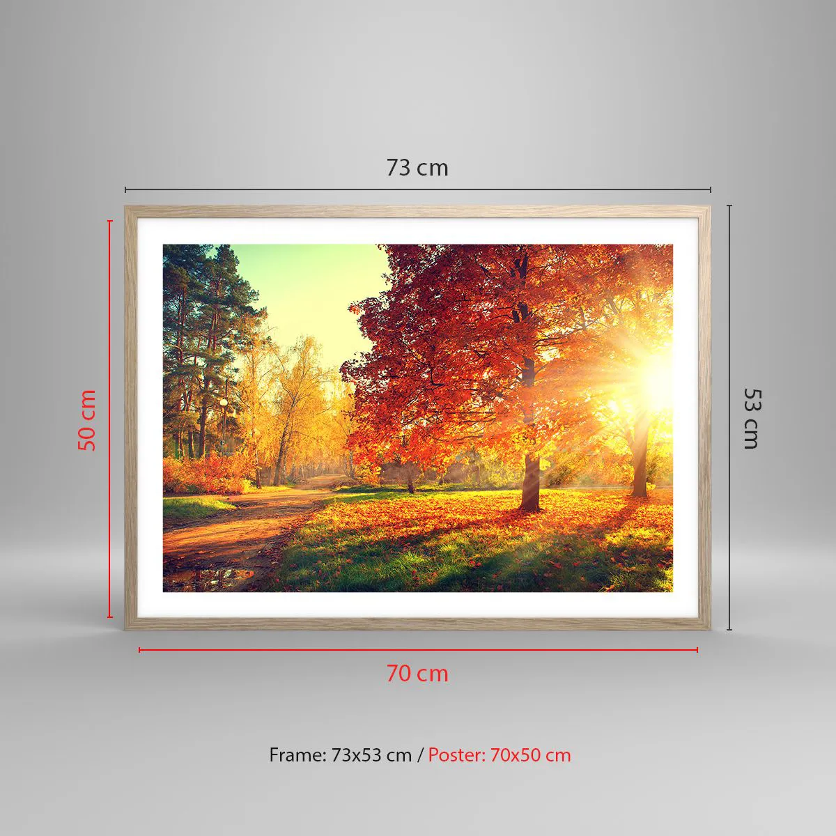 Affisch i ram av ljusek - Rött är vackert - 70x50 cm