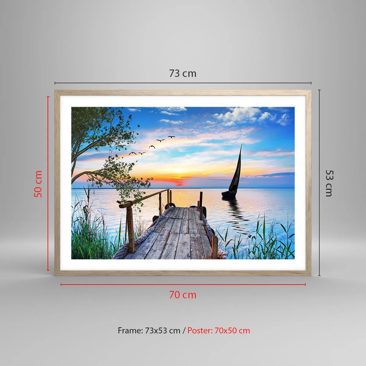 Poster in light oak frame - Good Evening - 70x50 cm