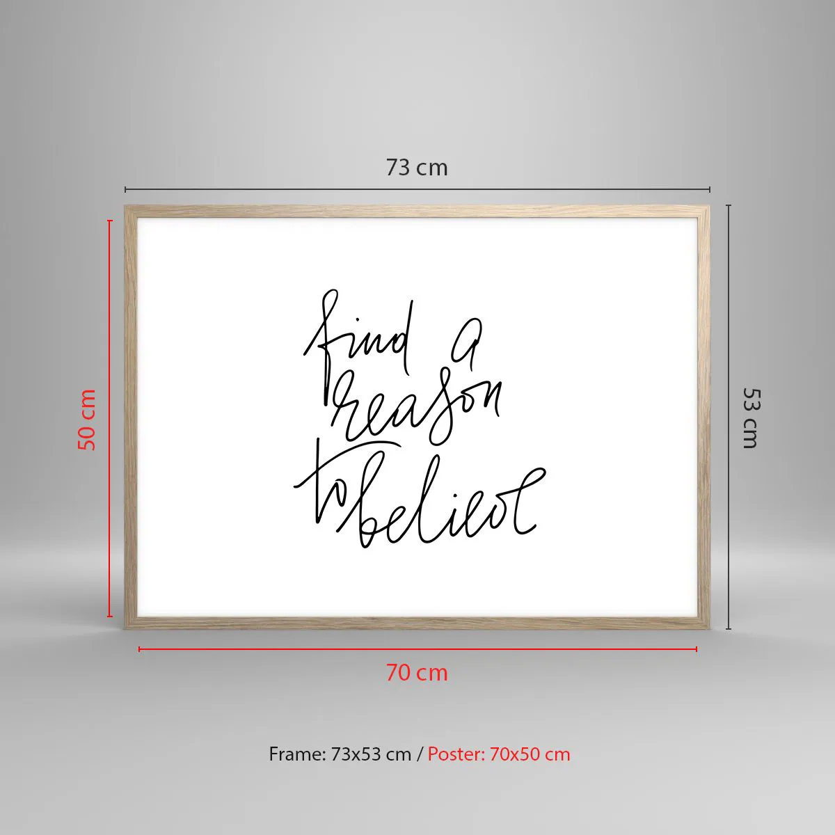 Plakat i ramme af lyst egetræ - Det er muligt - 70x50 cm