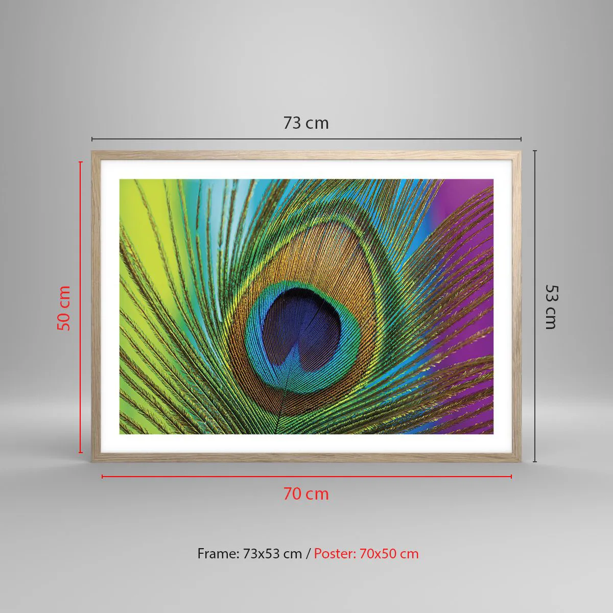 Plakat i ramme af lyst egetræ - Øje mod øje - 70x50 cm