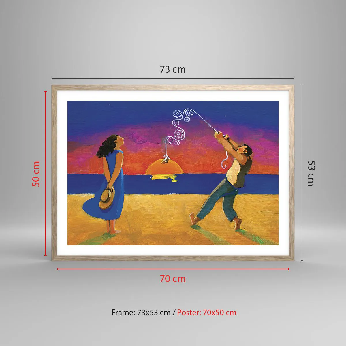 Affiche dans un chêne clair - Poster - Plus qu'une étoile dans le ciel - 70x50 cm