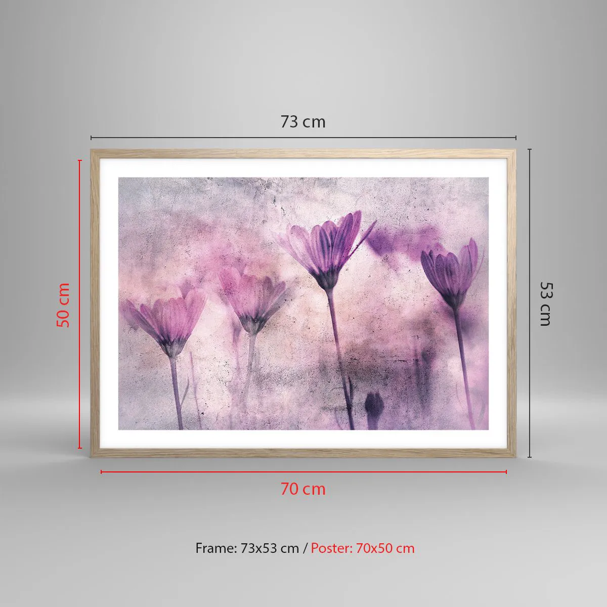 Affiche dans un chêne clair - Poster - Rêve de fleurs - 70x50 cm