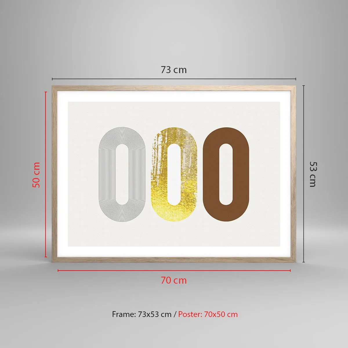 Plakát v rámu světlý dub - Ooo! - 70x50 cm