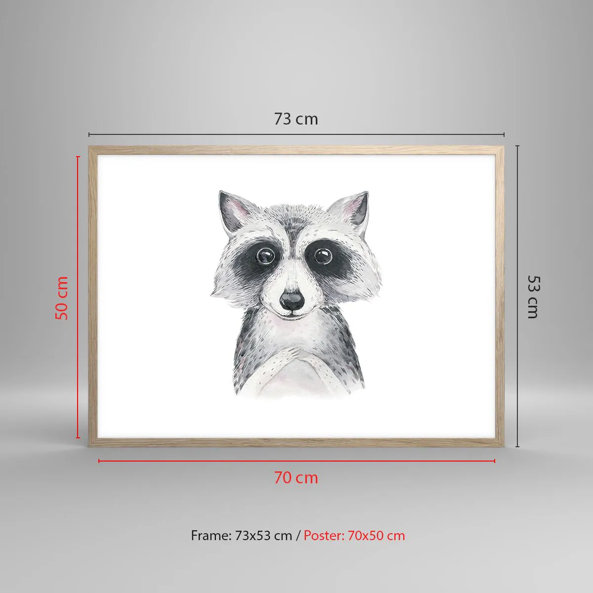 Plakat i ramme af lyst egetræ - Et øjeblik til at trække på skuldrene - 70x50 cm