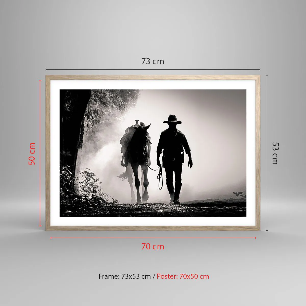 Poster in light oak frame - Texan Morning - 70x50 cm