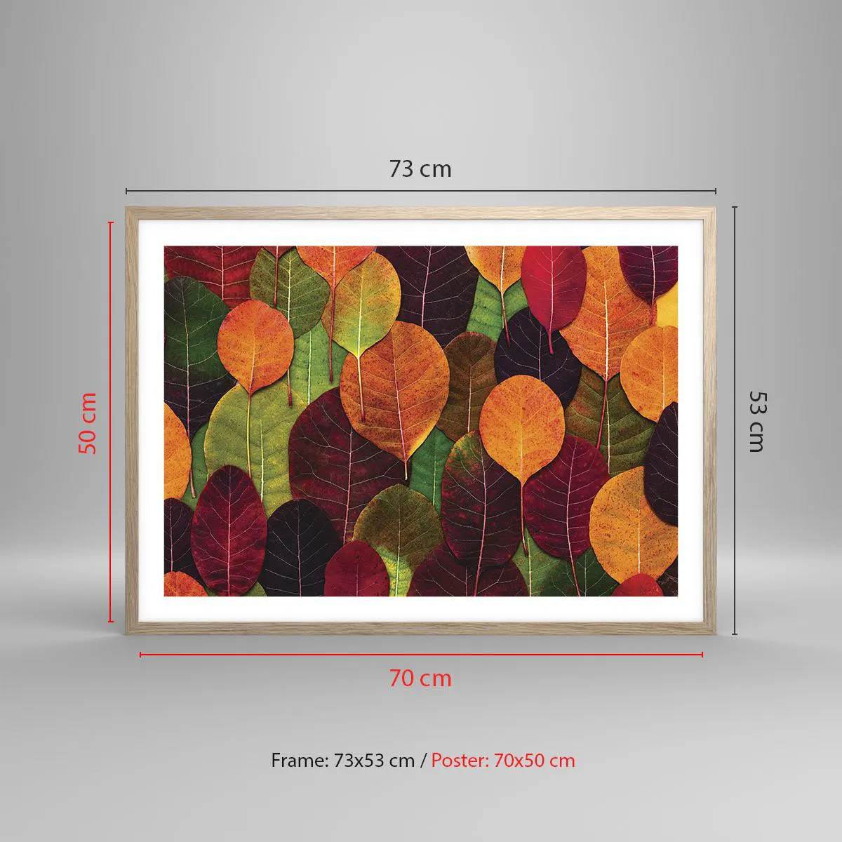 Pôster com moldura de carvalho claro - Mosaico de outono - 70x50 cm