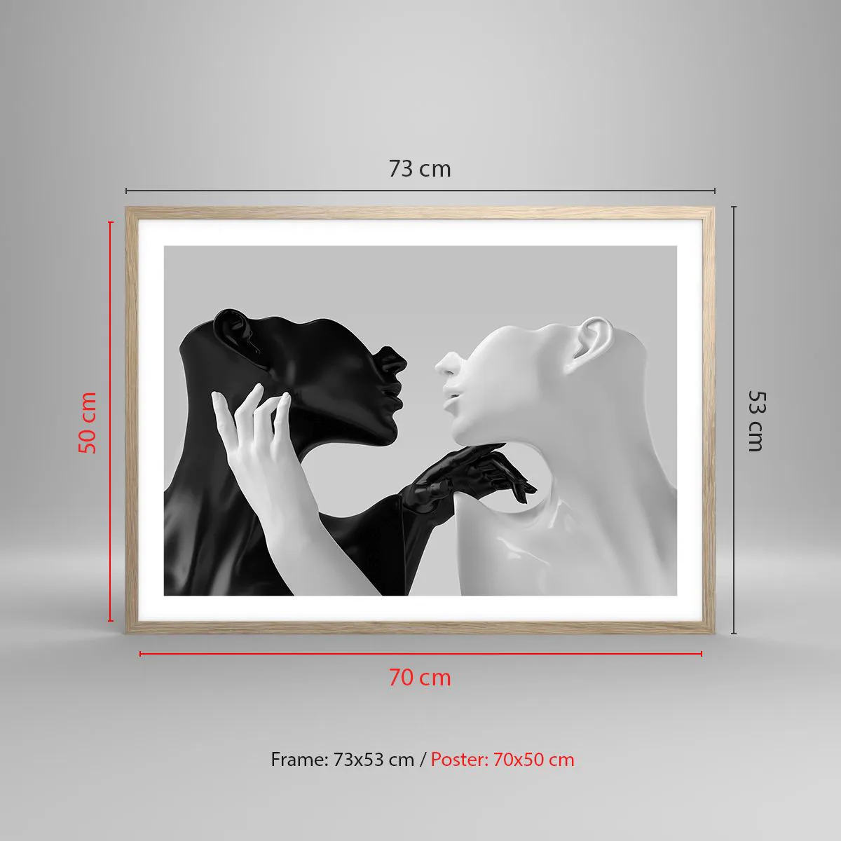 Plakát v rámu světlý dub - Přitažlivost – touha - 70x50 cm