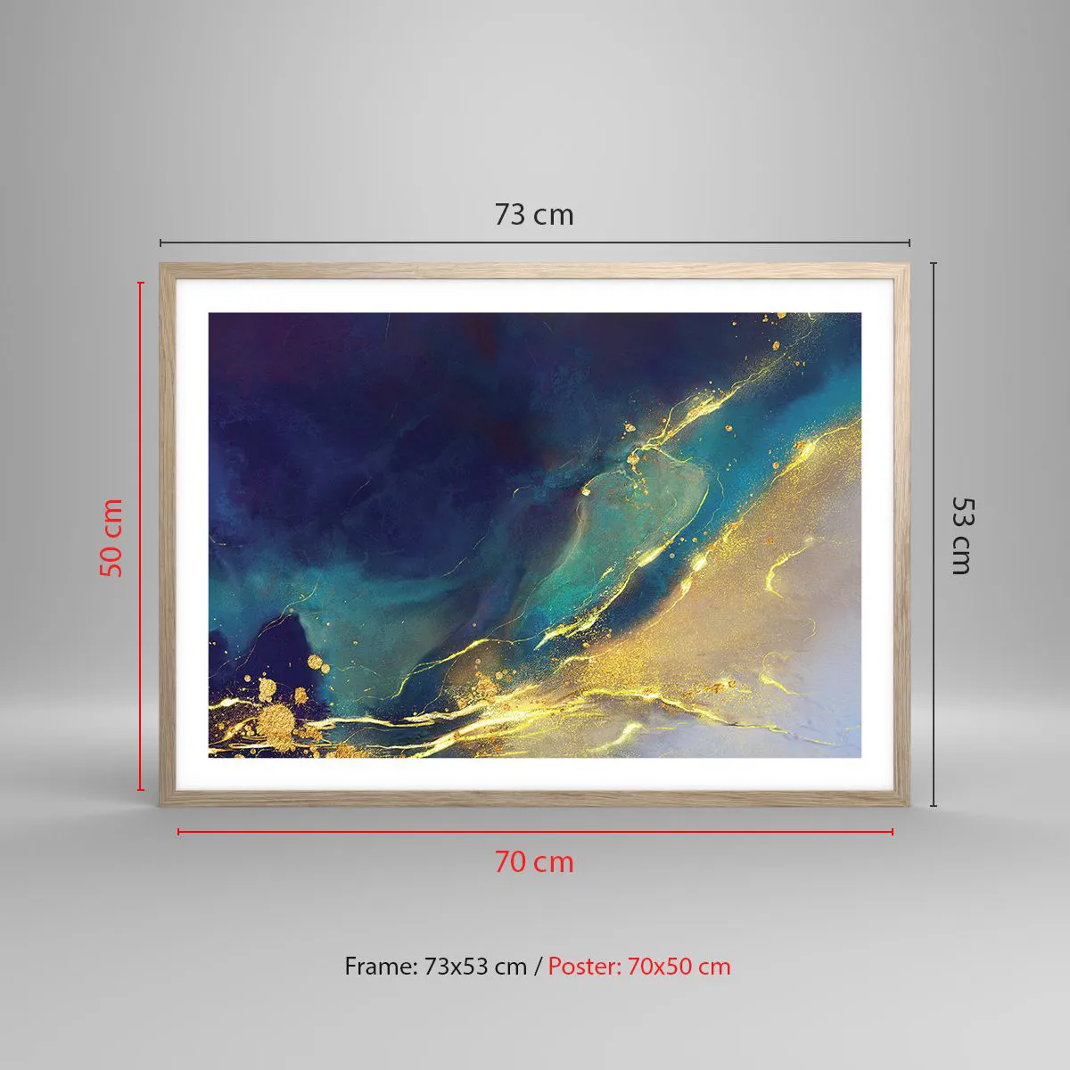 Plakát v rámu světlý dub - Zlatý močál - 70x50 cm