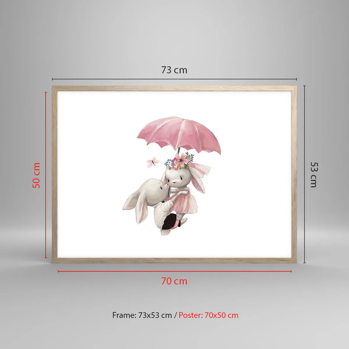 Een poster in een licht eiken lijst - Dit is liefde - 70x50 cm