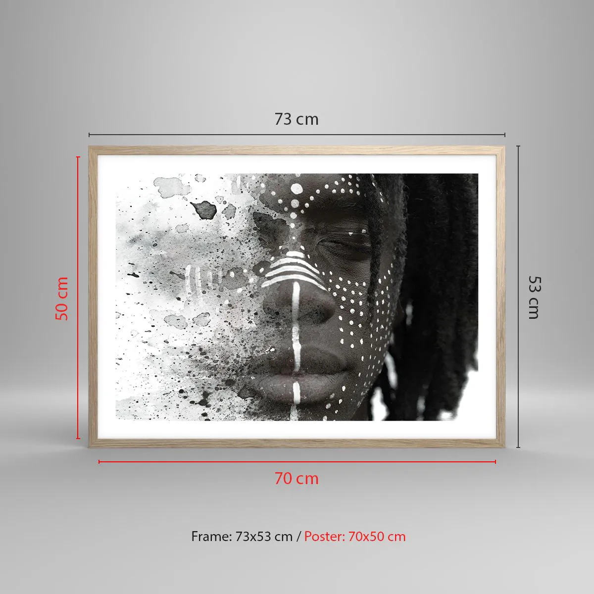 Plakat i ramme af lyst egetræ - Opdag den oprindelige ånd - 70x50 cm