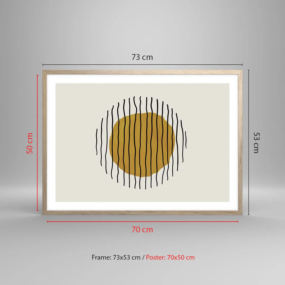 Affiche dans un chêne clair - Poster - Abstraction tremblante de chaleur - 70x50 cm