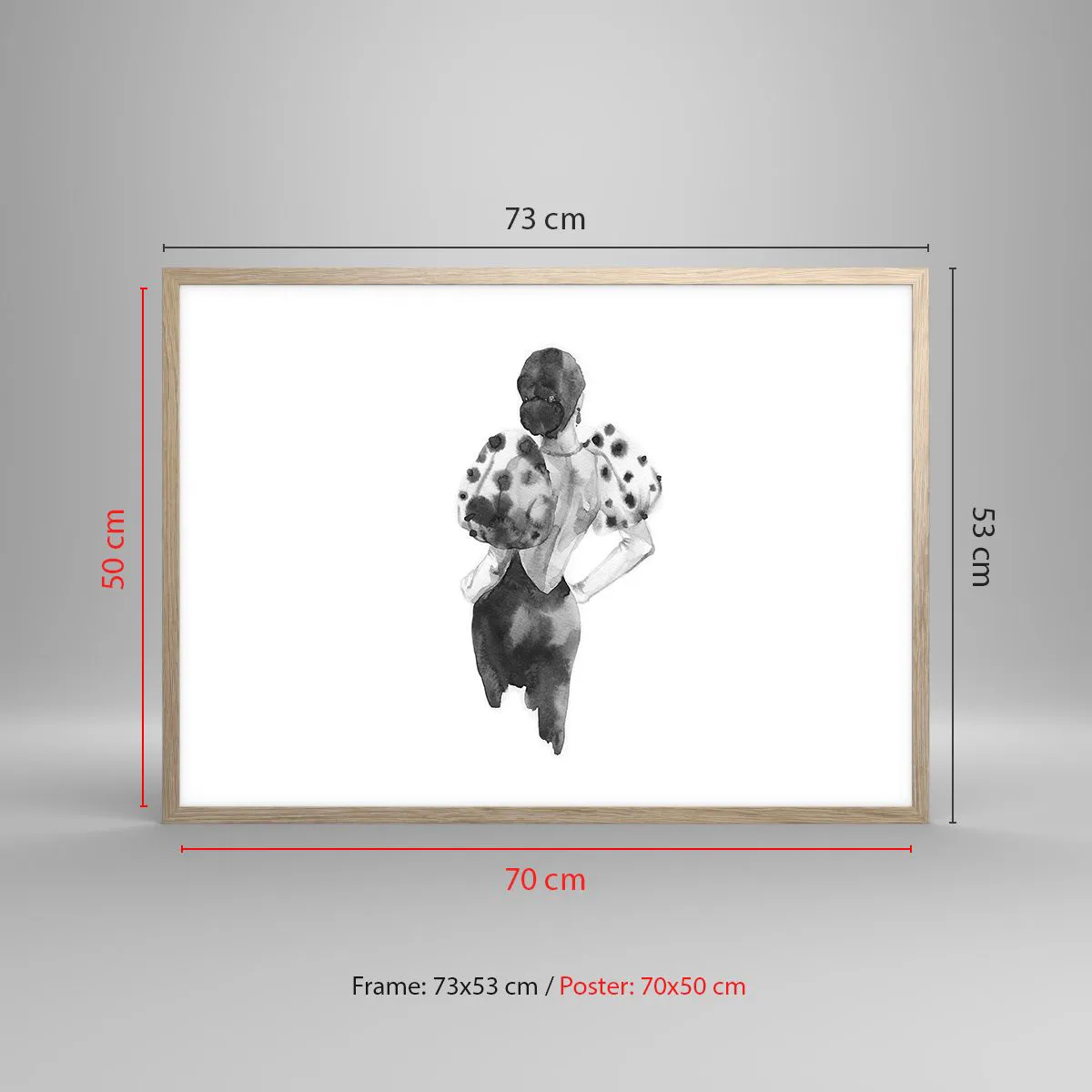 Poster in light oak frame - She Passed by - 70x50 cm