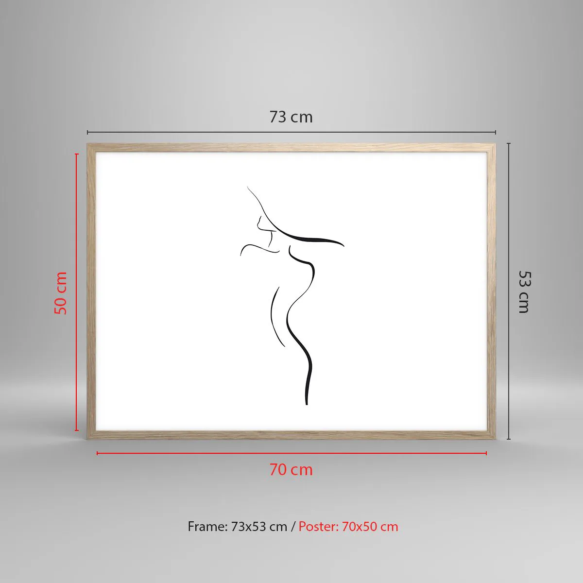 Poster in light oak frame - Elusive Like a Wave - 70x50 cm