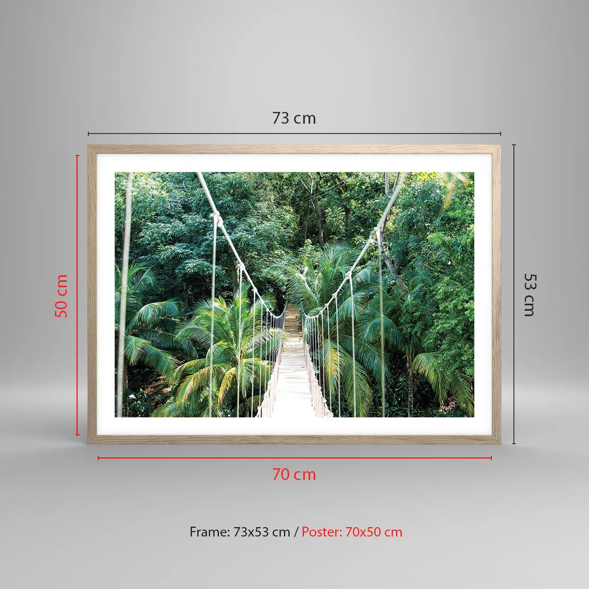 Poszter világos tölgy keretben - Üdvözöljük a dzsungelben! - 70x50 cm