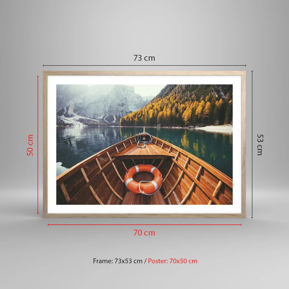 Poster în ramă de stejar deschis - Excursie pe munte - 70x50 cm