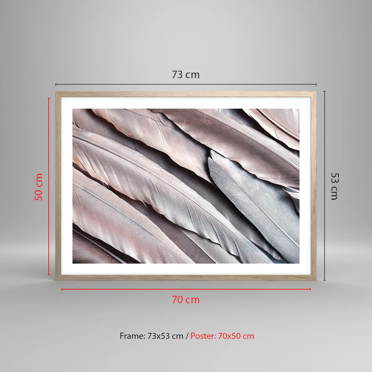 Poszter világos tölgy keretben - Rózsaszín ezüstben - 70x50 cm