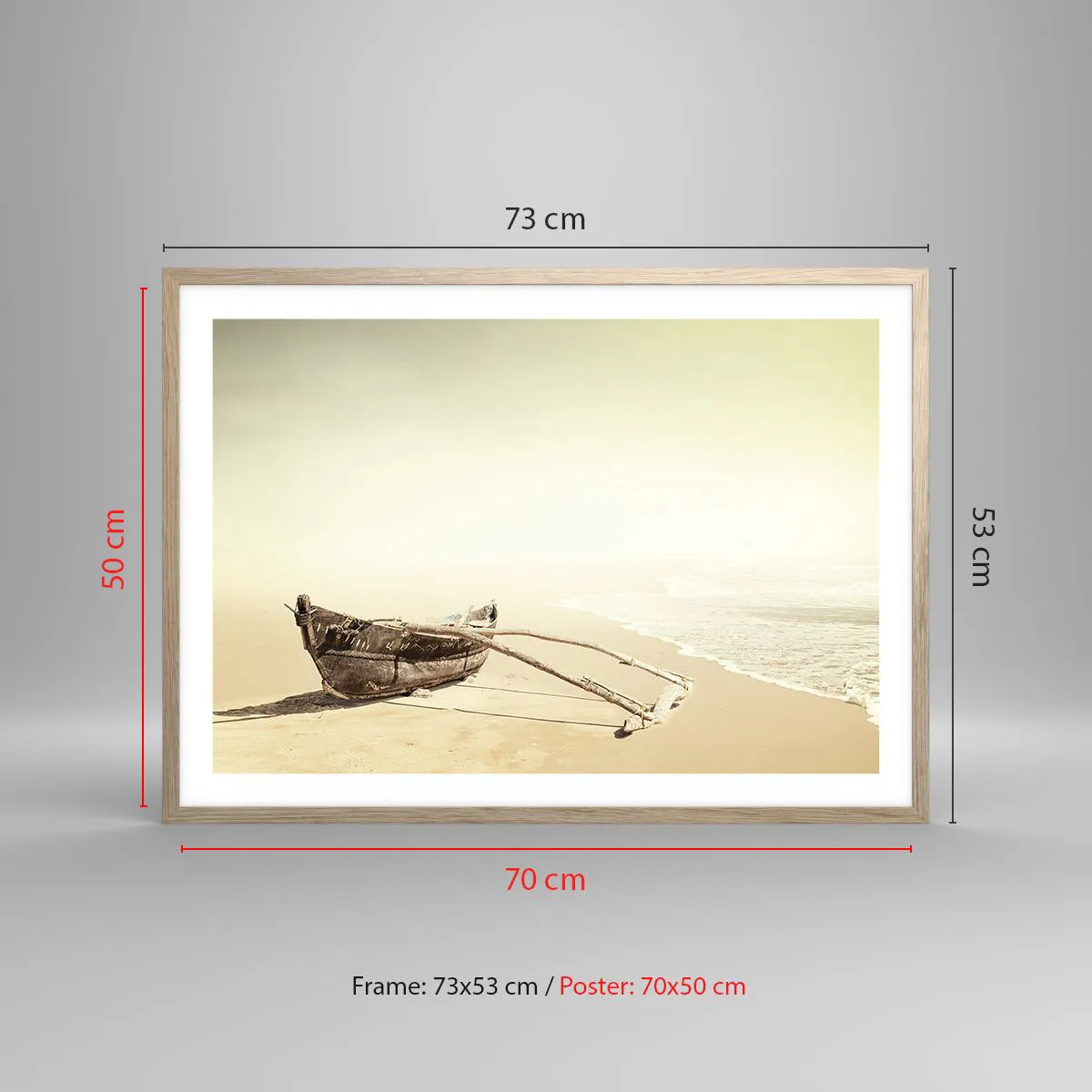 Pôster com moldura de carvalho claro - Memória dos mares do sul - 70x50 cm