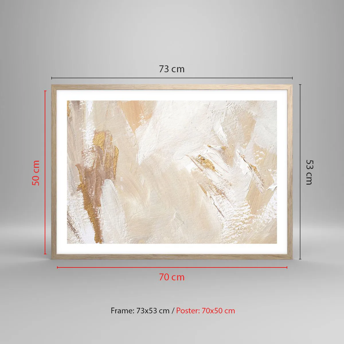 Een poster in een licht eiken lijst - Pastelkleurige compositie - 70x50 cm