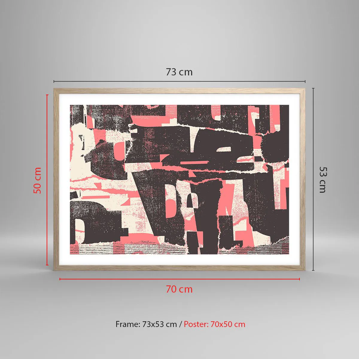 Poszter világos tölgy keretben - Minden nyüzsgés és nyüzsgés - 70x50 cm