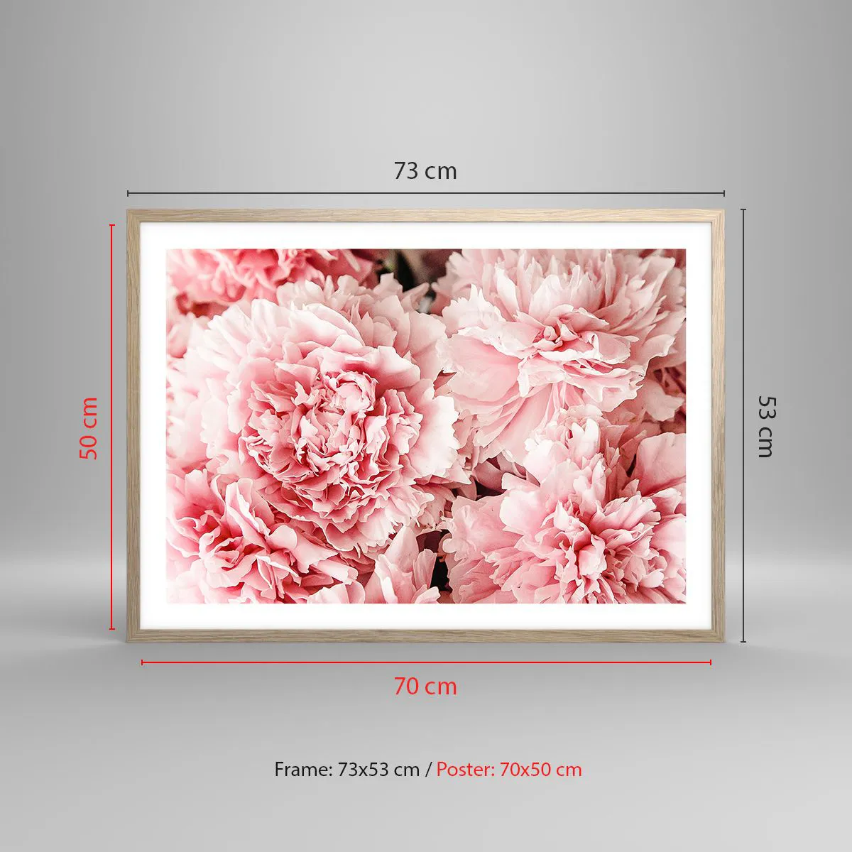 Pôster com moldura de carvalho claro - Sonho rosa - 70x50 cm