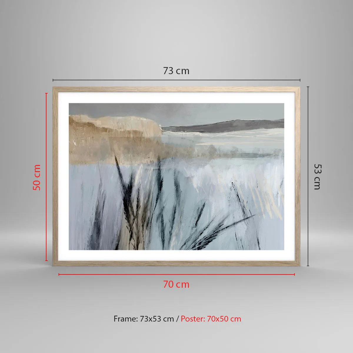 Poster in einem Rahmen aus heller Eiche - Winterfelder - 70x50 cm