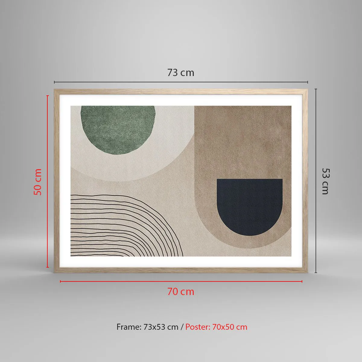 Póster en marco roble claro - La delicadeza de un óvalo - 70x50 cm