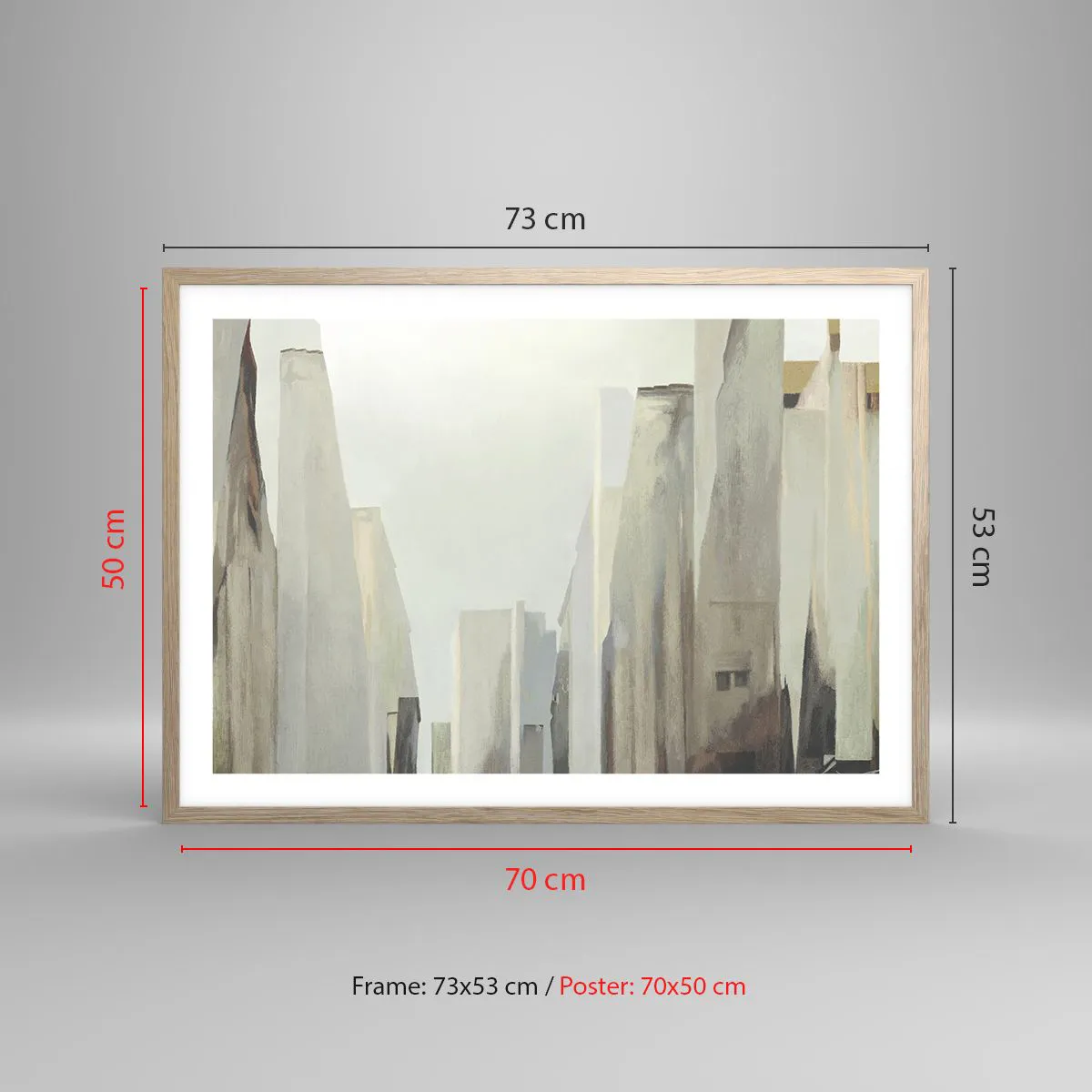 Pôster com moldura de carvalho claro - Sonho com a cidade - 70x50 cm