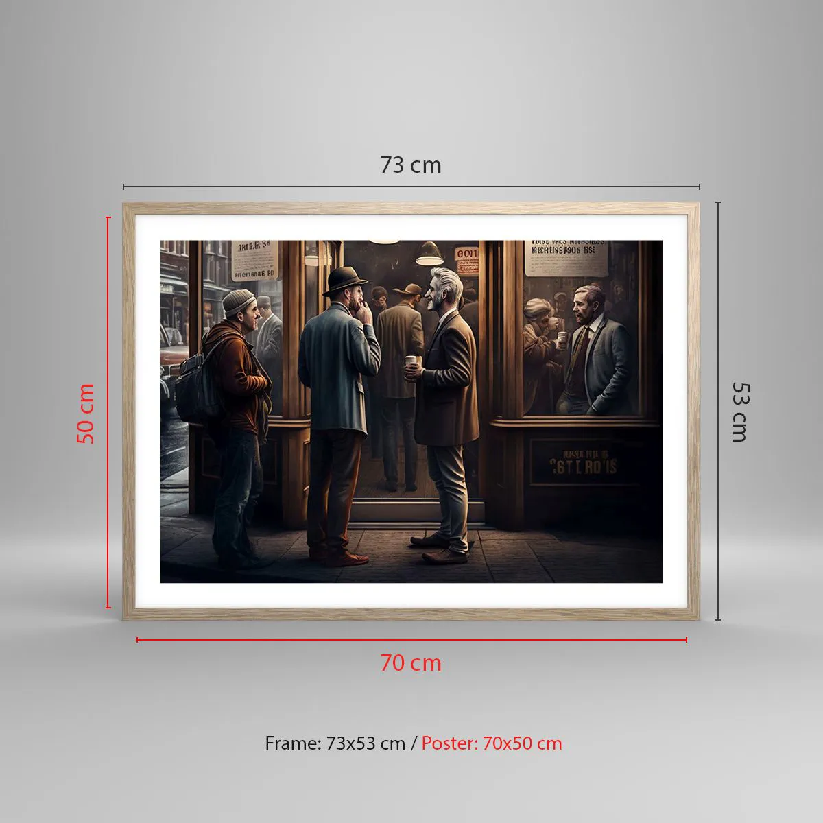 Plakát v rámu světlý dub - Dobrá chvíle dne - 70x50 cm