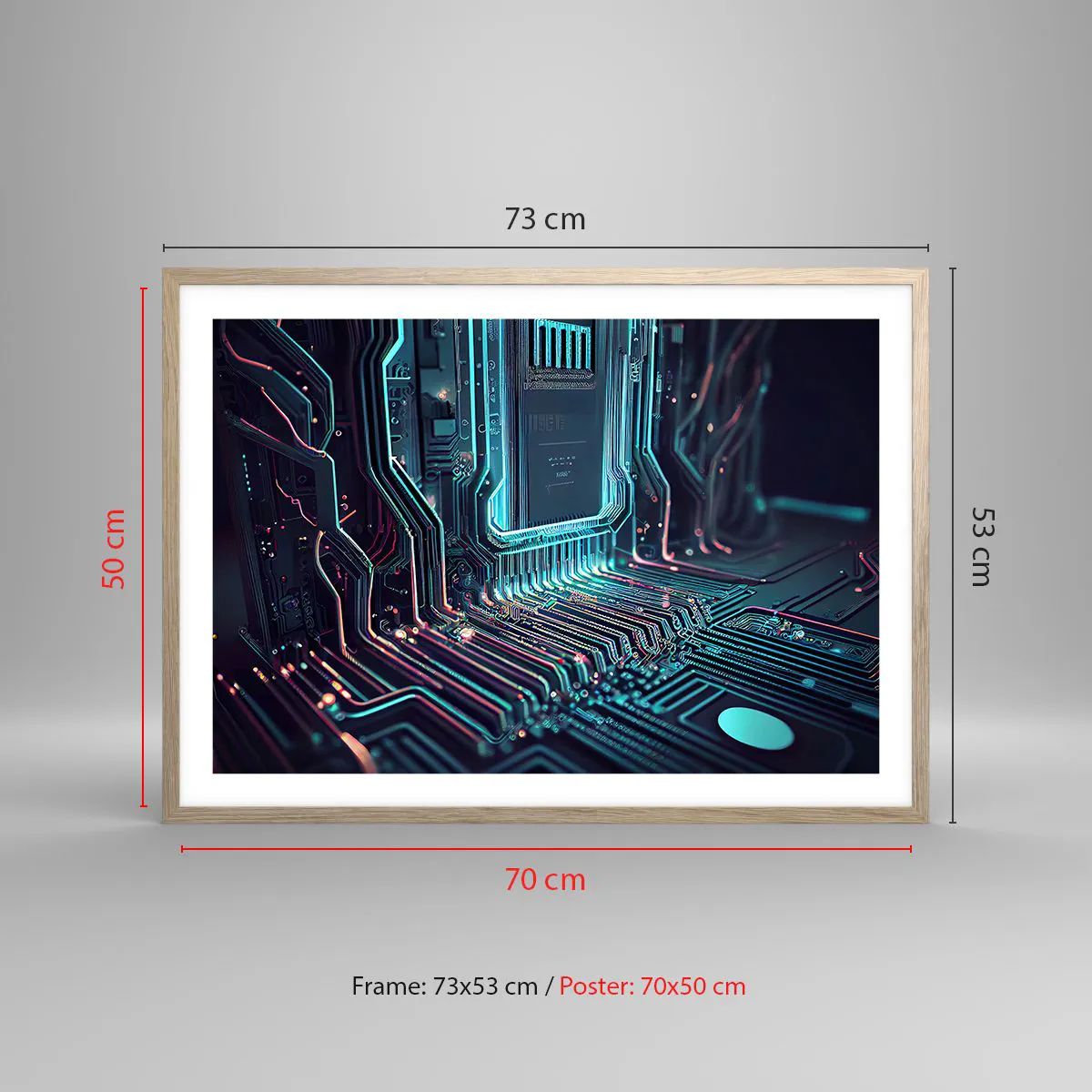 Plakat i ramme af lyst egetræ - Jeg tror... - 70x50 cm