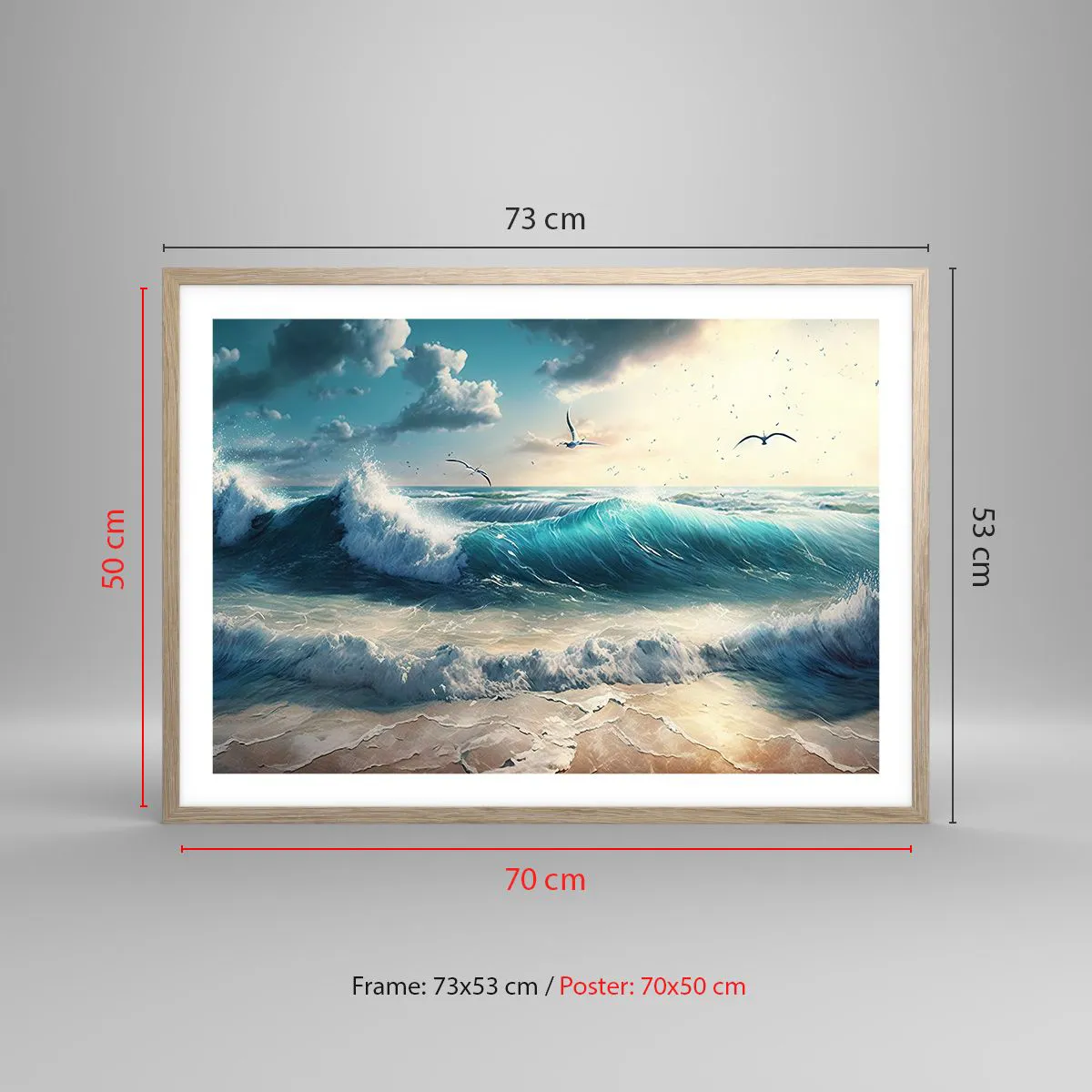 Plakat i ramme af lyst egetræ - Støj kun for dig - 70x50 cm