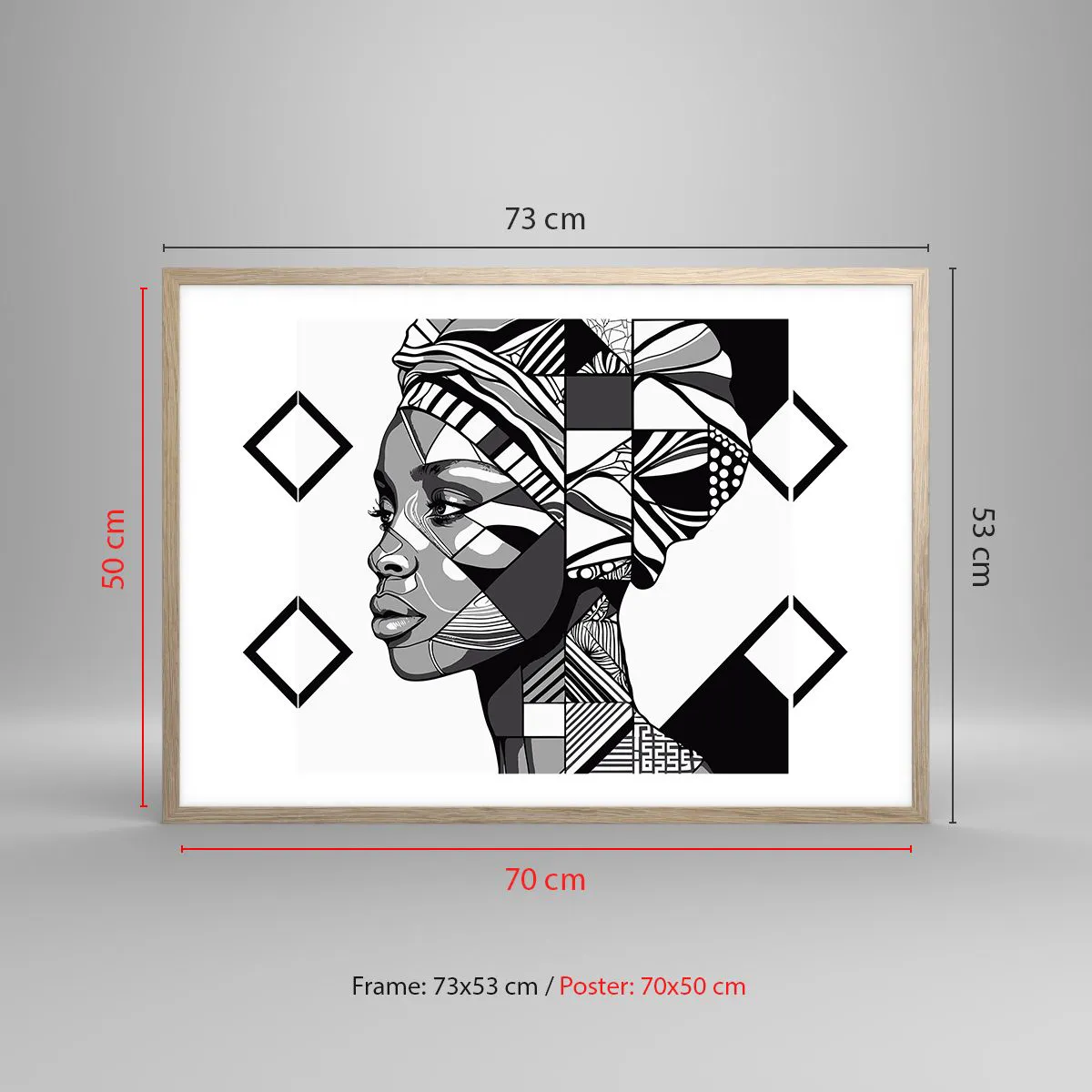 Póster en marco roble claro - Retrato étnico - 70x50 cm