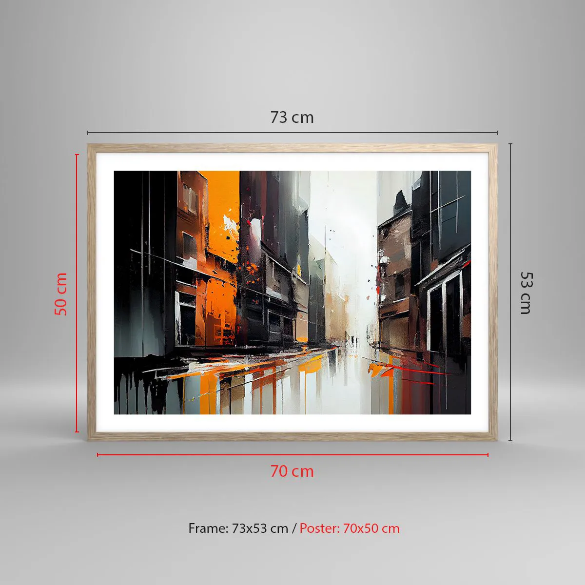 Poster in light oak frame - Rainy Day - 70x50 cm