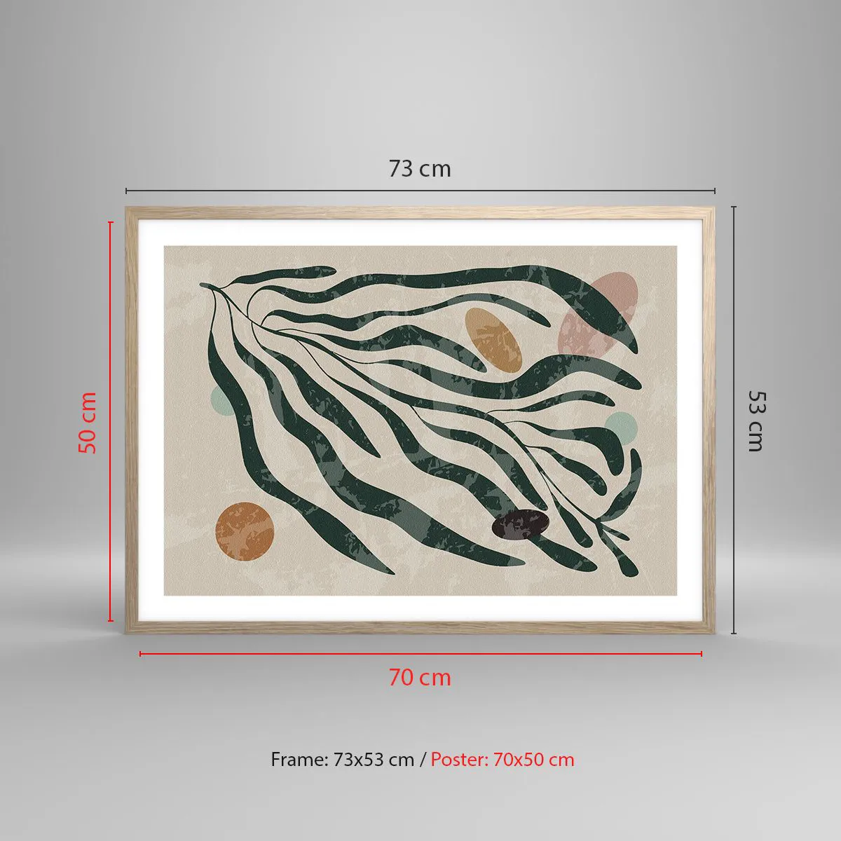 Plagát v ráme zo svetlého duba - Uprostred zelene - 70x50 cm