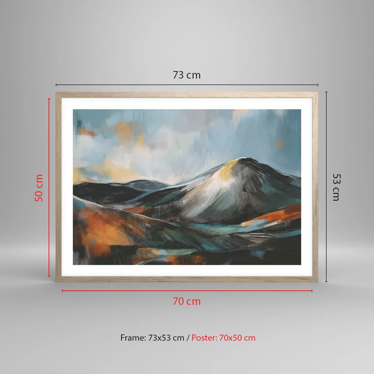 Poster in light oak frame - Raw and Beautiful - 70x50 cm