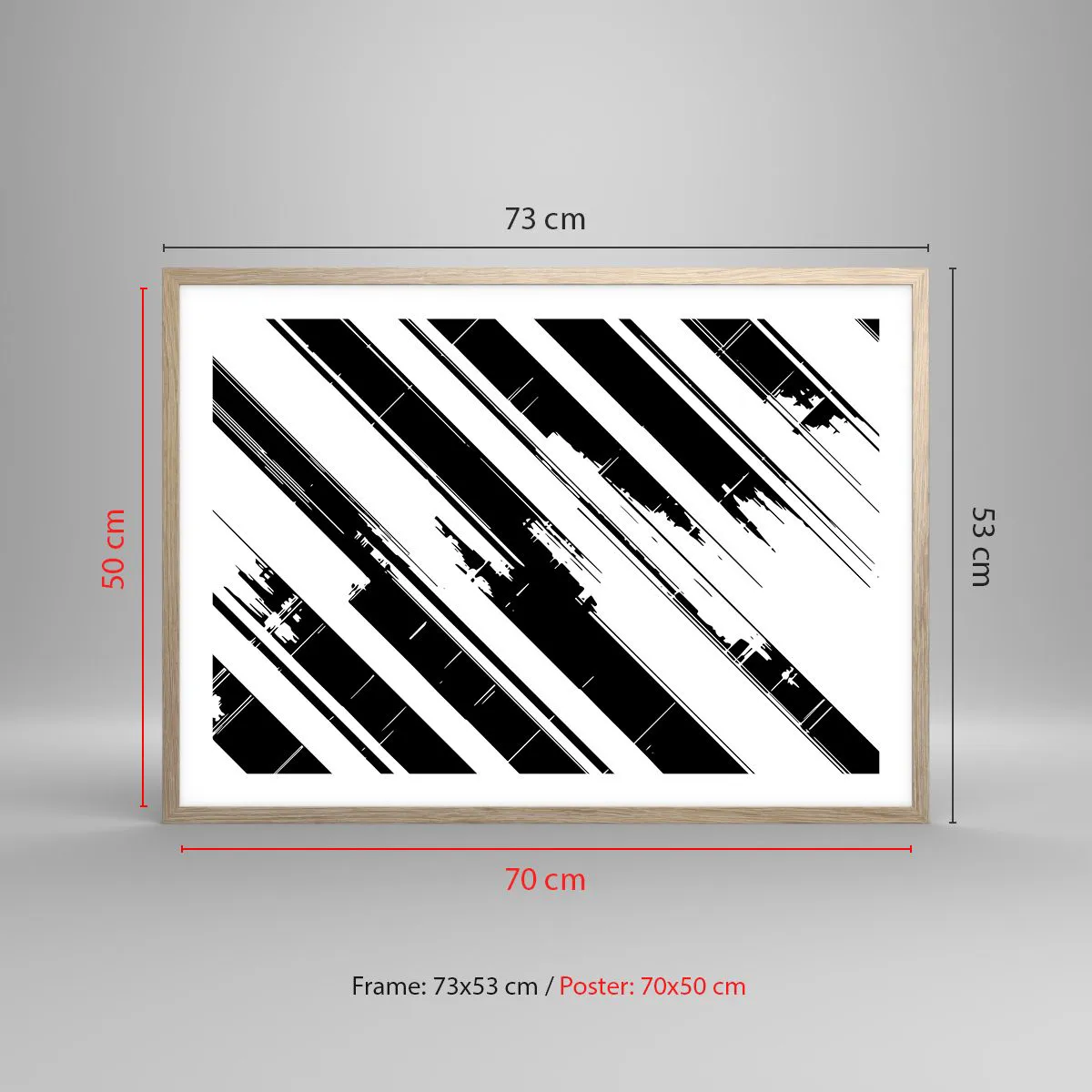 Een poster in een licht eiken lijst - Een intense en dynamische compositie - 70x50 cm
