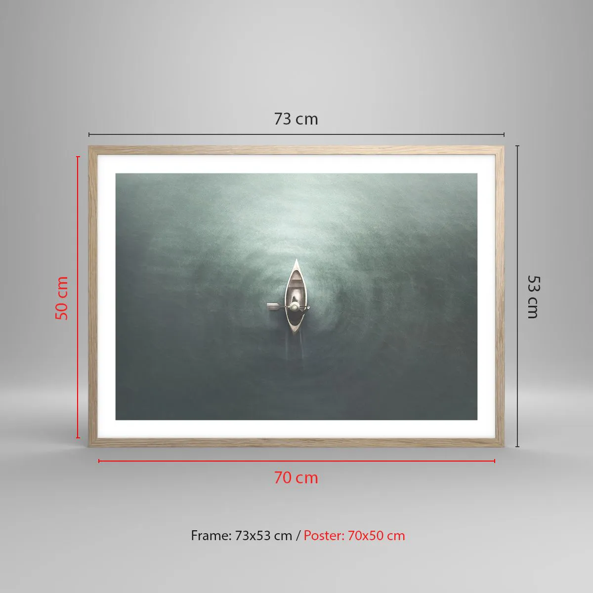 Pôster com moldura de carvalho claro - Através do lago da lua - 70x50 cm
