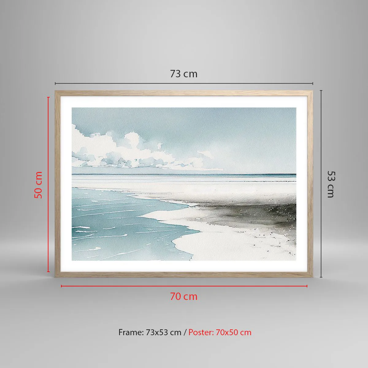 Poster in cornice rovere chiaro - Marea dolce - 70x50 cm