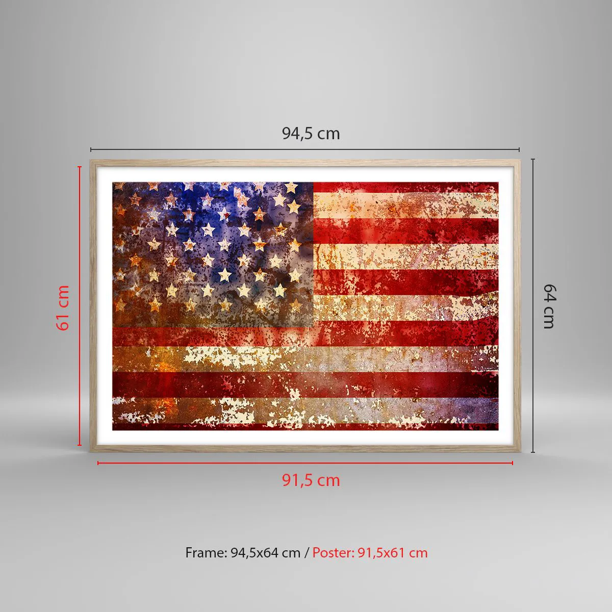 Poster in einem Rahmen aus heller Eiche - Ruhm verblasst nicht - 91x61 cm