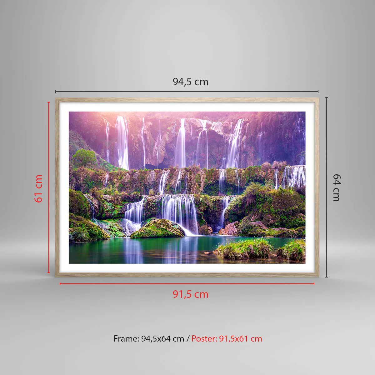 Plakat i ramme af lyst egetræ - Trappe til himlen - 91x61 cm