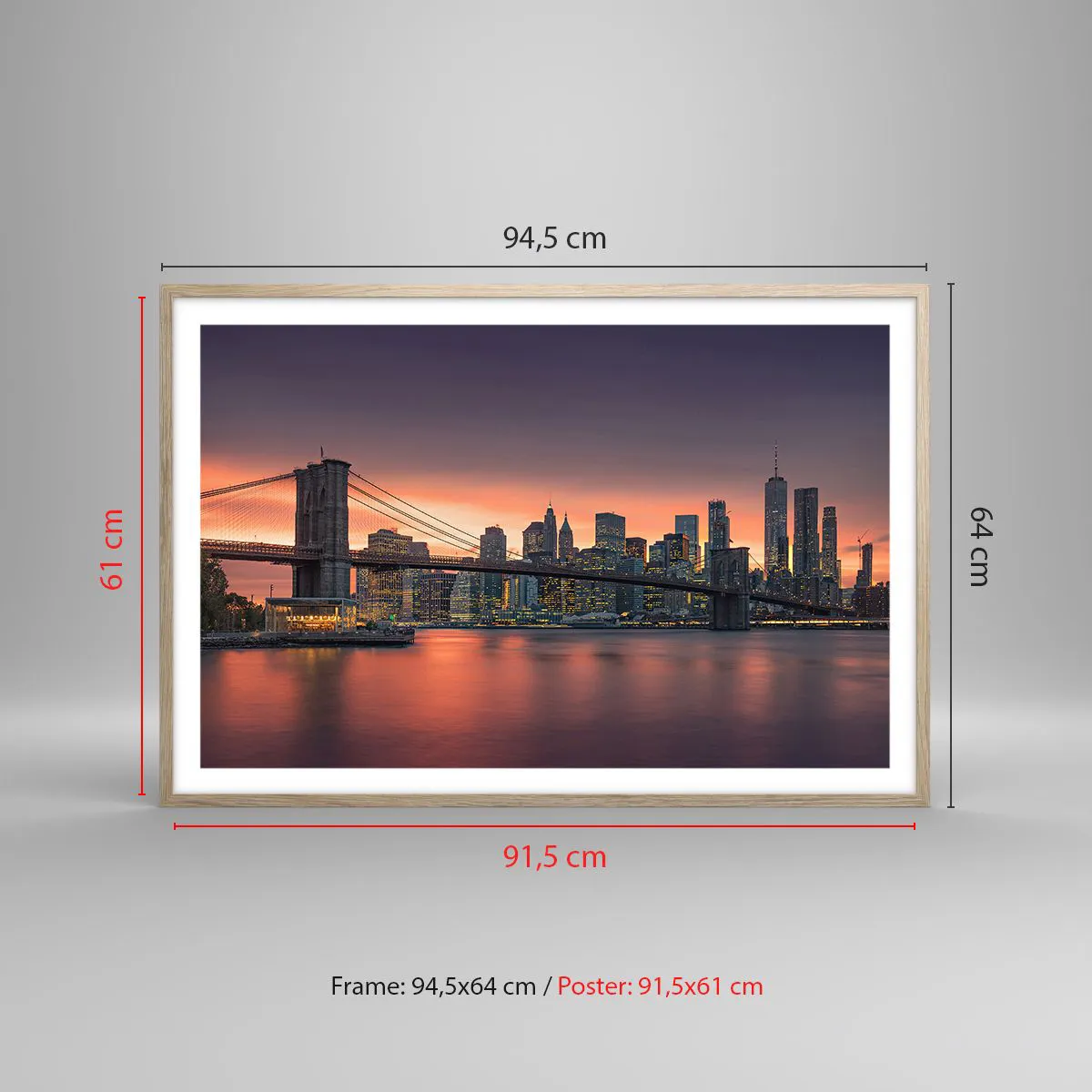 Affiche dans un chêne clair - Poster - Immergé dans le silence lilas - 91x61 cm