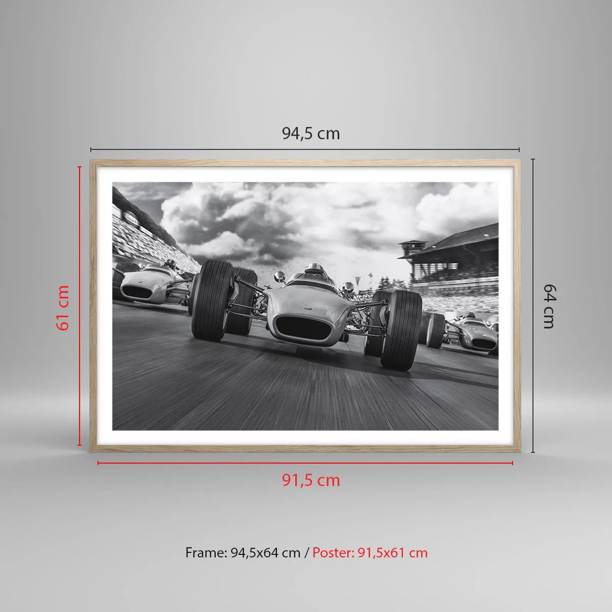 Plakat i ramme af lyst egetræ - Der er kraft! - 91x61 cm