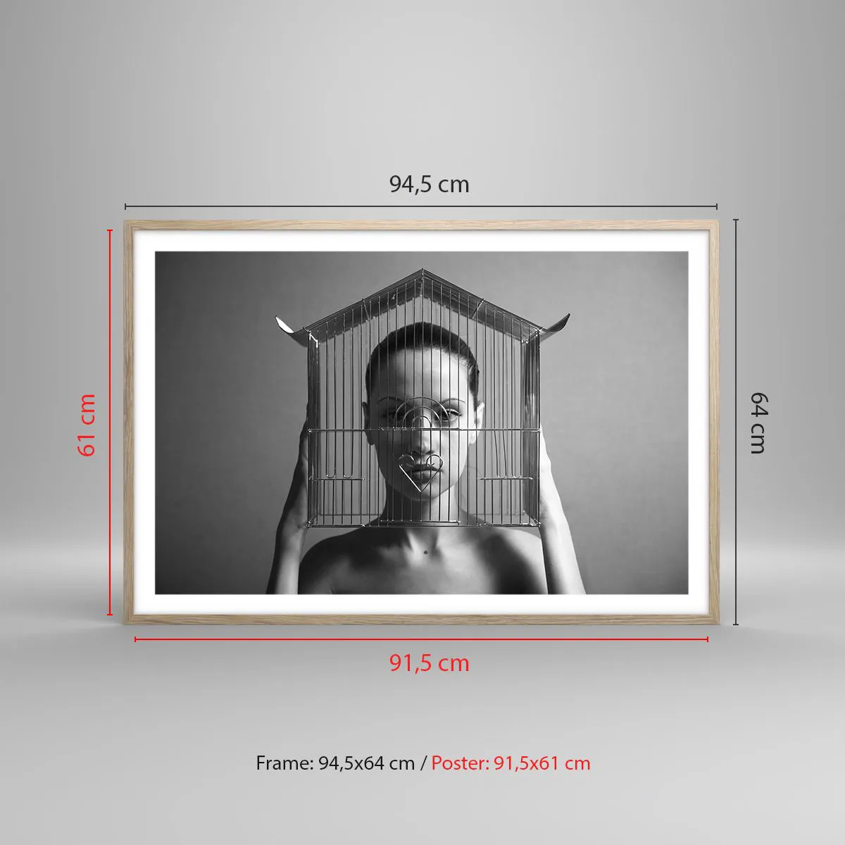 Pôster com moldura de carvalho claro - Retrato um pouco surreal - 91x61 cm