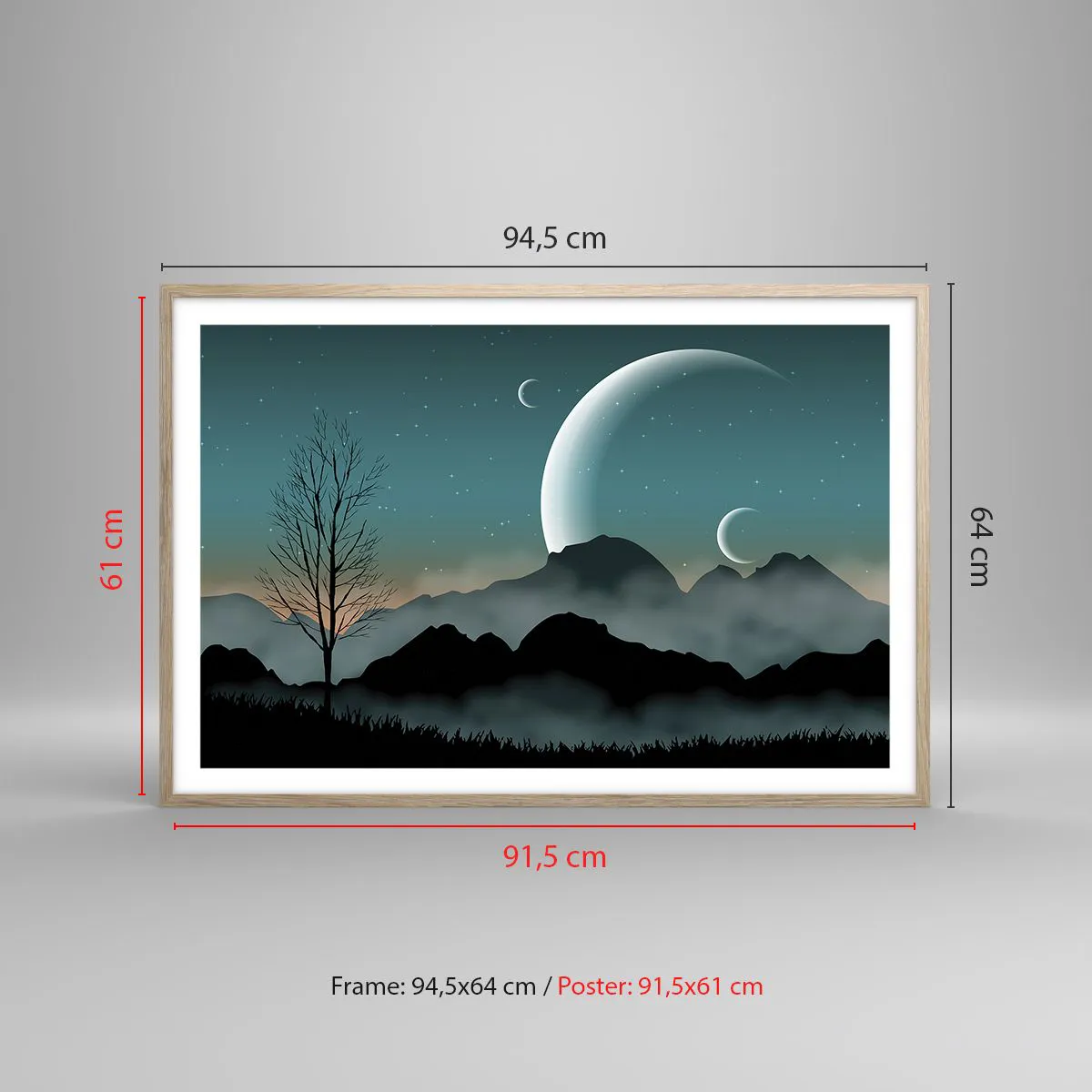 Affisch i ram av ljusek - Stjärniga nattens karneval - 91x61 cm