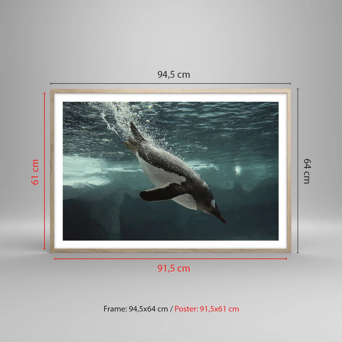 Plakat i ramme af lyst egetræ - Velkommen til min verden - 91x61 cm