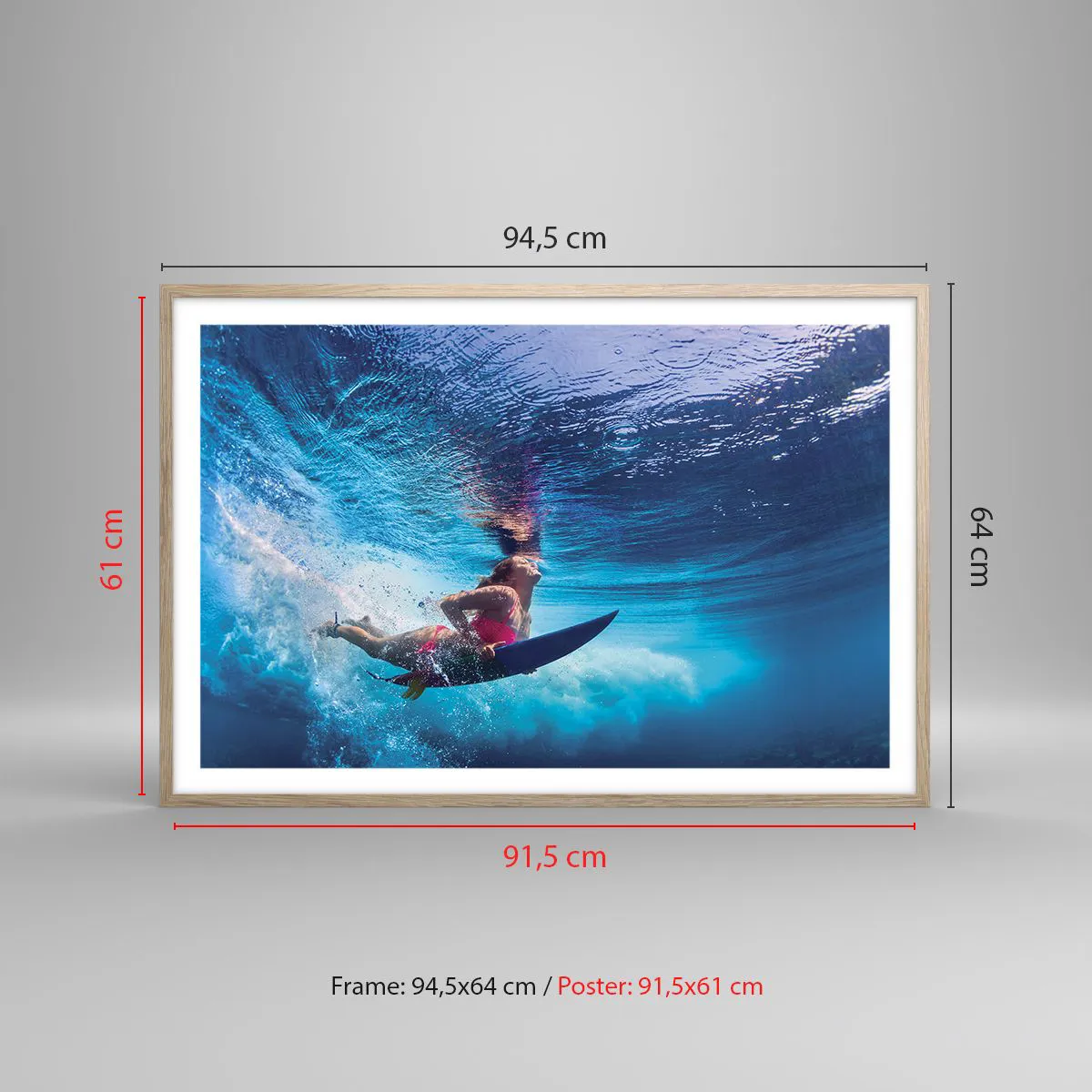 Poszter világos tölgy keretben - Az öröm mélysége - 91x61 cm