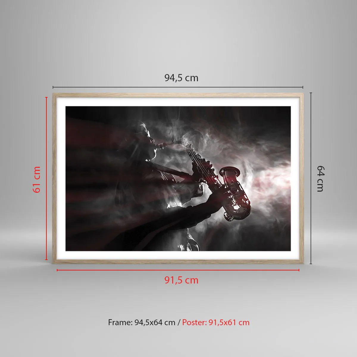 Plakat i ramme af lyst egetræ - I jazzens dampe - 91x61 cm